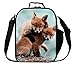 Dispalang Fox Print Lunch Bags for Children Girls Insulated Lunch Box Bags Small Kids Animal Lunch Container