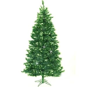 7.5' Emerald Green Pre-Lit Laser Tinsel Artificial Christmas Tree - Green Lights by 