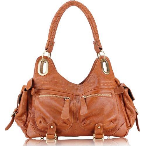 LECONI Handtasche Damentasche Leder cognac