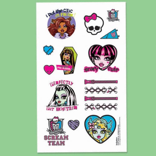 Monster High Tattoos 1 Sheet