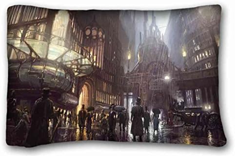 Generic Personalized ( City city Art Steampunk ) Custom Cotton &amp; Polyester Soft Rectangle Pillow Case Cover 20x30 inches (One Side) suitable for Twin-bed PC-Purple-35422
