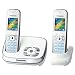 Panasonic KX-TG8522GW Schnurlostelefon mit Anrufbeantworter mit zwei Mobilteillen wei�