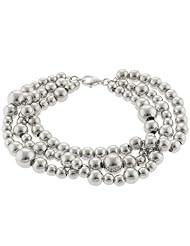 Sterling Silver 3-Row Beaded Ball Bracelet, 7.5"
