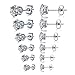 Areke Women's Stainless Steel Round Clear Cubic Zirconia Diamond Rhinestone Stud Earring (6 Pairs)