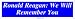 Ronald Reagan: We Will Remember You Large Bumper Sticker