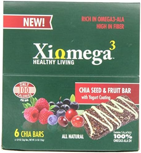 Xiomega3 Chia Nutritional Bar, Chia Seed & Fruit, (Pack of 6)