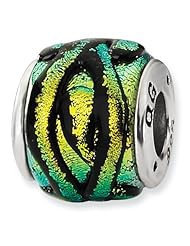 Sterling Silver Reflections Yellow Dichroic Glass Bead