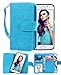 Galaxy S6 Edge Case, Crosspace Flip Wallet Case Premium PU Leather 2-in-1 Protective Magnetic Shell with Credit Card Holder/Slots and Wrist Lanyard for Samsung Galaxy S6 Edge (Blue)