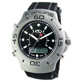 Kahuna 252-3602G Gents Watch with Black Suede Velcro Strap and Black Dial