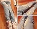 Women's Classical Vintage Side Bow Cutout Ripped Denim Jeans Leggings Trousers