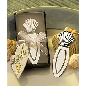 Beach Themed Chrome Seashell Bookmark Wedding Favors, 36