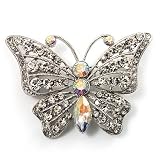 Diamante Filigree Butterfly Pin (Silver Tone)