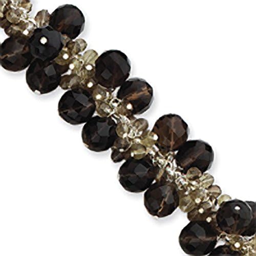 Sterling Silver Smoky Quartz Bracelet, 8.5 inches, with 2 inch Extension