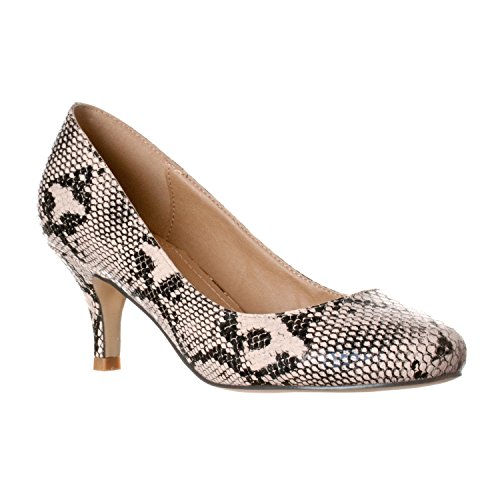 Riverberry Women's Ruby Round Toe Kitten Low Heel Pumps