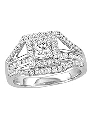 1.00CTW DIAMOND 0.40CTW PRINCESS CENTER BRIDAL RING