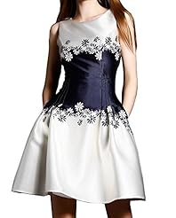 A-line Floral Print Vintage Bubble Dress Sleeveless Tank Cotton/Polyester Evening Dress/Party Dress 