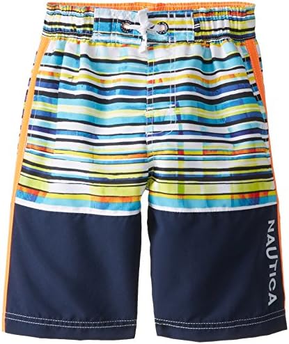 Nautica Big Boys' Photographic Stripe Swim Trunk, Orange, X-Large
