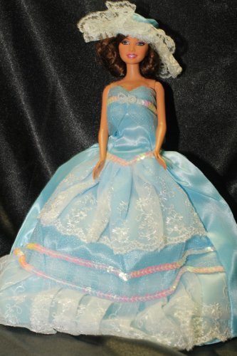 Blue Barbie Sized Doll Ball Gown