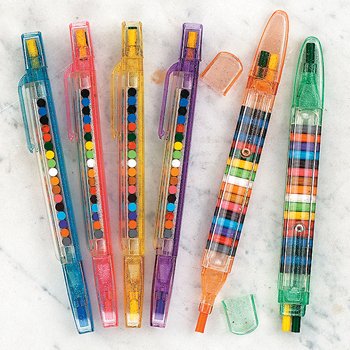 Transparent Glitter Stacking Point Crayons (12 Pack) - Stationery & Crayons