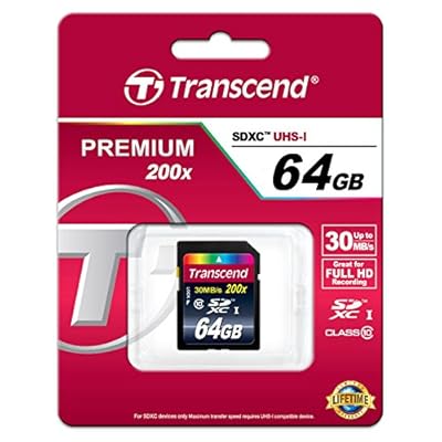Transcend 64GB SDXC Class 10 30MB/s, 200x Memory Card