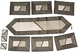 Ivory and Black Thirteen Piece Banarasi Dinner Set with Golden Thread Weave ....