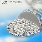 8gb Usb Flash Drive Necklace - Jeweled Metal Heart Usb Memory Stick Pendant - Ideal Christmas Gift