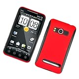 HTC Evo 4G Bi-Layered Protector Case with Side Grip - Black/Red