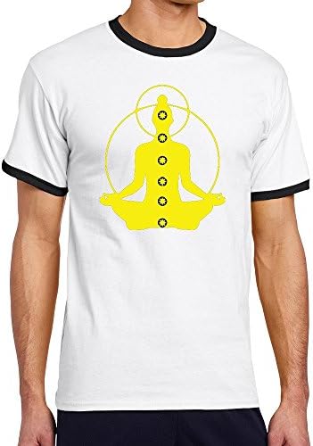 MULTY Men's Religious Buddhism Signs Symbols Buddha Contrast Color T-shirt Black XX-Large