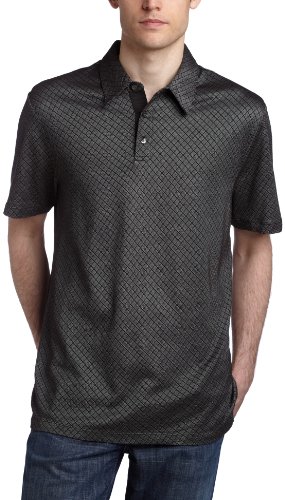 Perry Ellis  Men’s Diamond Jacquard Polo,Black