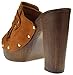 Nature Breeze Maroon 03 High Heel Fringe Studded Open Toe Clogs Tan