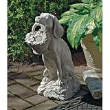 Dodger the Dog w flower basket sculpture k9 Statue (The Digital Angel)