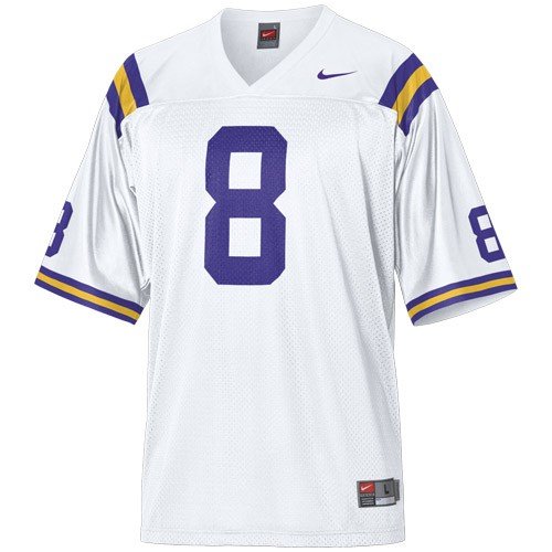 Nike LSU Tigers #8 White Replica Football Jersey