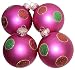 4 Matte Fuchsia Pink Polka Dot Glass Ball Christmas Ornaments 3.25