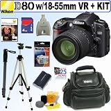 Nikon D80 10.2MP Digital SLR Camera Kit with 18-55mm f/3.5-5.6G AF-S DX VR Nikkor Zoom Lens + 4GB Deluxe Accessory Kit