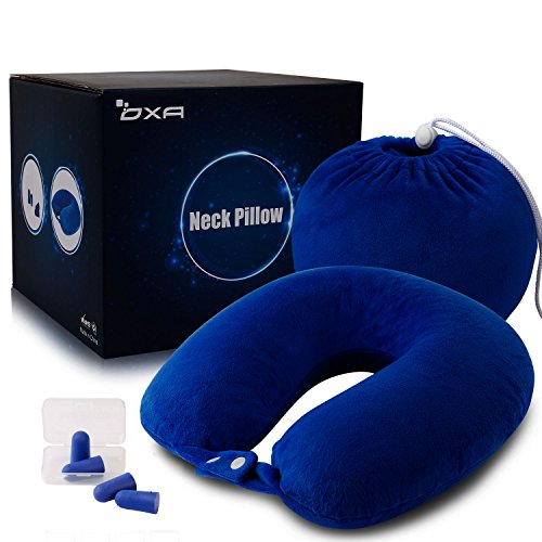 Oxa memory foam neck pillow with 2 pair of earplugs, do…