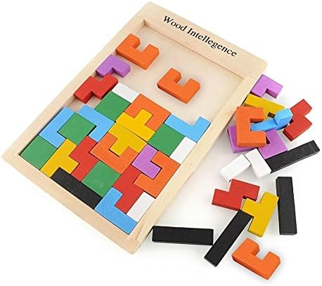 Wooden Tangram Brain Jigsaw Tetris Teaser Puzzle Toys Tetris Game Educational Kid Toy
