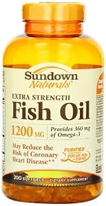 Sundown Naturals Fish Oil 1200 Mg Extra Strength Softgels, 200 Count