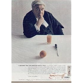 "I Suggest That You Proceed With A Trial" says Mr. Francis L. Sullivan, in his role as a distinguished member of the bar. ..... 1956 Smirnoff Vodka Ad, A2562A
