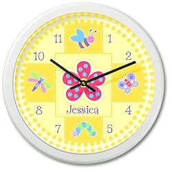 Olive Kids - Flowerland Personalized Clock (White)