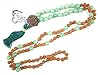 Rudraksha Green Jade Prayer Mala Spiritual Yoga Healing Japamala ~ 108+1, Om Pendant