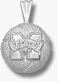 Mississippi State Bulldogs M State Basketball Pendant - Sterling Silver Jewelry