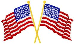 Large Crossed American Flag Embroidered Patch USA United States of America Iron-On Patriotic Emblem