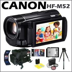 Canon VIXIA HF M52 Full HD 10x ISC Wi-Fi Enabled 3.0-Inch Touch LCD + 32 GB SD Memory Card + Camera Bag + Mini Tripod + Accessory Kit