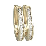 14K Yellow Gold 1 ct. Channel Set Diamond Hoop Earrings