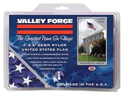 Valley Forge Nylon United States Flag With Sewn Stripes & Embroidered Stars, measures 4 Foot x 6 Foot
