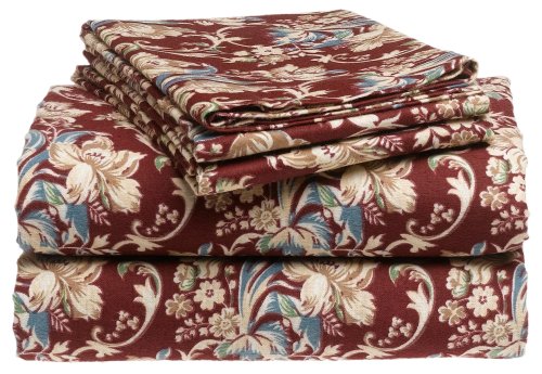 Pike Street Flannel Full Sheet Set, Floral Scroll