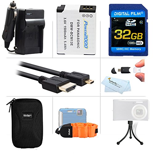 32GB Accessories Kit For Panasonic Lumix DMC-TS5, DMC-TS5K, DMC-TS5A, DMC-TS6 Tough Camera Includes 32GB High Speed SD Memory Card + Replacement (1500maH) DMW-BCM13E Battery + Charger + Case + More