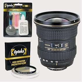 Tokina Zoom Super Wide Angle AF 12-24mm f/4 AT-X 124AF Pro DX Lens + UV Filter + Lens Cleaning Kit for Nikon Digital Cameras