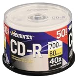 Memorex 700MB/80-Minute 40x CD-R Media (Silver, 50-Pack Spindle)