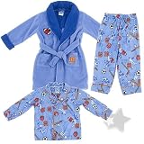 Blue MVP Sports Pajama and Bath Robe Set for Toddlers and Boys